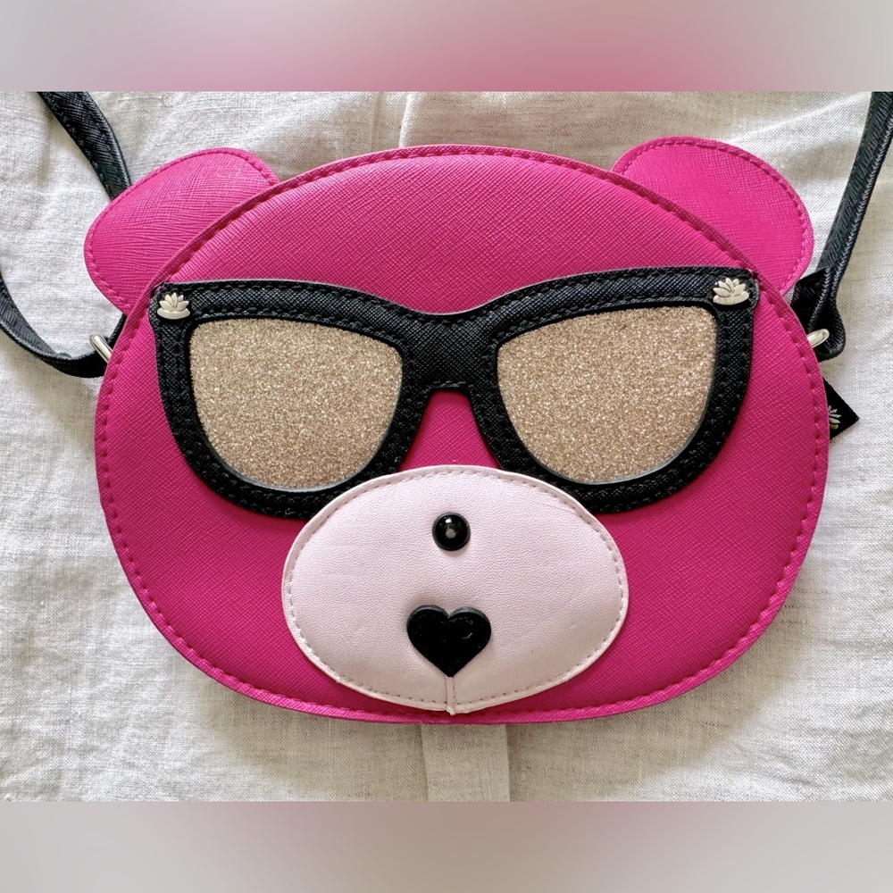 Lily Bloom Whimsical Pink Bear Crossbody Bag